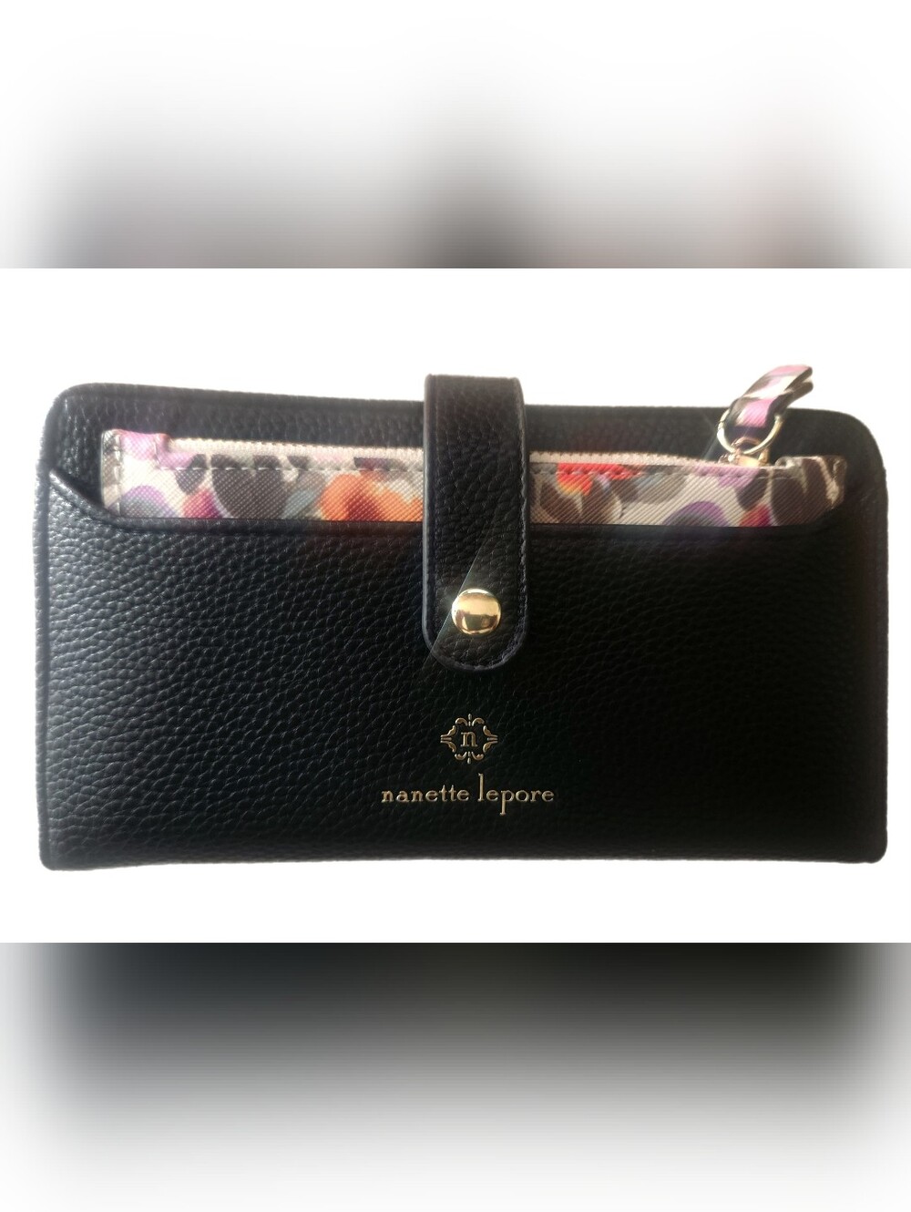 Nanette Lepore Black Wallet And Floral Pouch